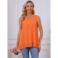 thumbnail image 2 of DARING DIVA Women's Chiffon Blouse V Neck Sleeveless Double Layer Flowy Top M Orange Red, 2 of 7
