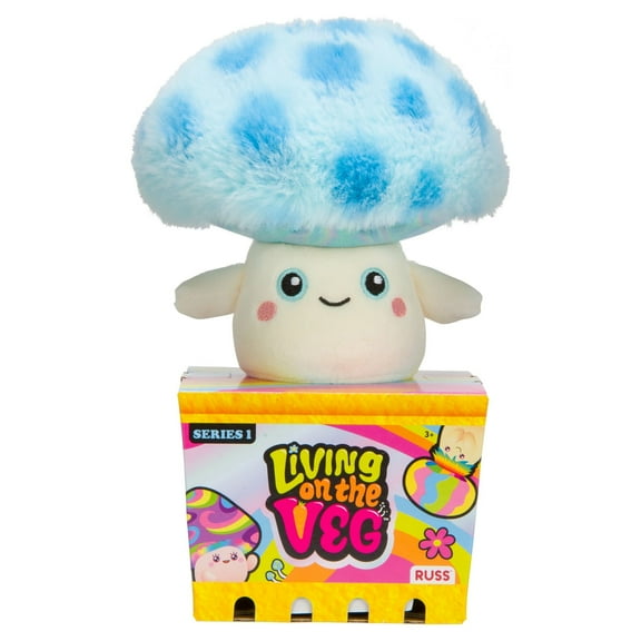 Living on the Veg 6-inch Plush - T.J. Blue and White Mushroom Collectible Stuffed Toy