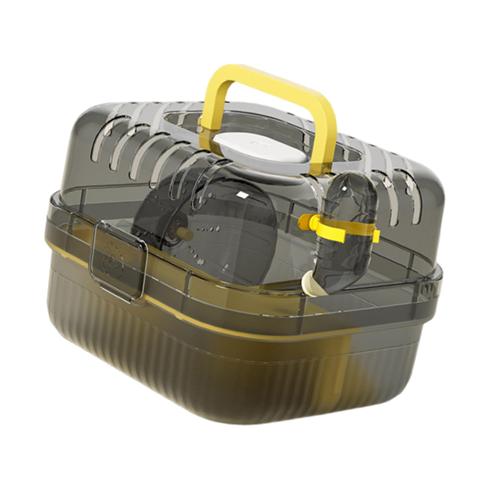 oshhni Hamster Cage with Water Bottle Breathable Carry Case for Rabbits Gerbils Rats yellow