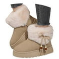 thumbnail image 3 of Xiaoxatg Women's Boots Fashionable Warm Winter Footwear with Bow for Comfort and Style 6.5 Beige, 3 of 9