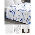 thumbnail image 6 of Blue Leaf King Size Flat Sheet, Wrinkleproof & Fadeproof Cooling Flat Bed Sheet Only, Modern Botanical Foliage Plant Country Flower Breathable Soft Bedding Top Sheets 105 x 98 Inches, 6 of 8