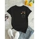 thumbnail image 2 of Camiseta De Mujer De Verano Suave Y Ligera Básica Para Llevar DeportesPocket Floral Creative Simple Abstract Pattern Print Women's Fashion Trendy Round Neck Short Sleeve, Simple Casual Sports T-shir, 2 of 7