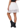 thumbnail image 3 of INSPIRE CHIC Women's Skirt Lace Patchwork Elastic Waist Above Knee Tiered Skirt XS White, 3 of 6