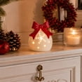 thumbnail image 2 of Lighted Ceramic Christmas Ball Decor, 1Pc White Christmas Ball with Lights Xmas Figurine for Tabletop Mantel Shelf Fireplace Holiday Decorations for Home and Gift, 2 of 6