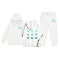 thumbnail image 2 of Girls Sweatsuit 2 Piece Set Letter Printed Long Sleeve Warm Hoodies Joggers Casual Fall Winter Child Stylish Comfortable Outfits for Girls 10-11 Years, 2 of 7