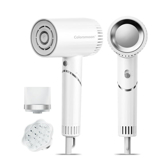 Secador de pelo Colorsmoon de alta velocidad de 100.000 RPM para mujeres y hombres, secado rápido, 500 millones de iones negativos, control de calor, silencioso, con difusor y boquilla, compacto y ple