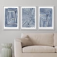thumbnail image 2 of Wall26 Framed Prints Canvas Wall Art Set of 3 Navy Blue Stripe Polygon Pattern Collage Abstract Geometric Illustrations Decorative Bohemian Multicolor Home Wall Decora - White 24"x36"x3, 2 of 5