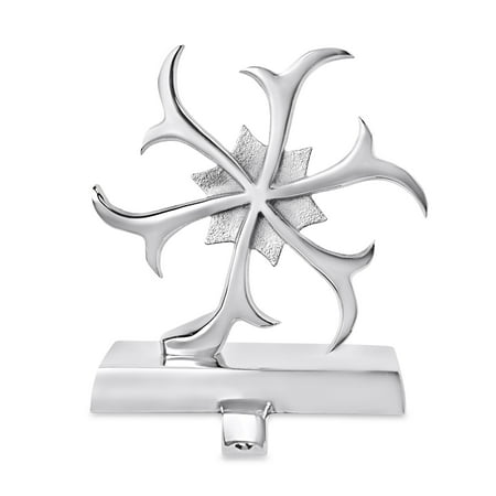 Flat Stocking Holders For Mantle BirdRock Home Whimsical Snowflake Stocking Holder for Mantle – Holiday Christmas Decorations – Hanger for Stockings – Stainless Steel Hooks Fireplace Topper Stairs – Decorative Heavy Stand - Silver ()