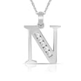 thumbnail image 1 of Solid 14k White Gold 18 Inch Small Channel set (A Z) CZ Letter Name Personalized Monogram Initial Necklace (7mm X 14mm), 1 of 3