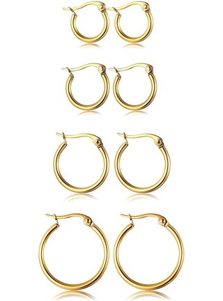 Nyxberryt Gold Hoop Earrings for Women,14K Gold Plated 925 Sterling Silver Post Hypoallergenic Hoops Earrings Lightweight Small Cute Gold Hoops