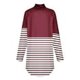 thumbnail image 3 of Jalioing Women's Long Sleeve Pullover Tee Striped Turtle Neck Oversized T Shirt Spring Trendy Tunic Tops, 3 of 5