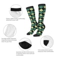 thumbnail image 3 of Xecao Green Squares print thigh-high socks, crafted for both men and women with a stretchy, high-opaque design perfect for daily wear, 3 of 6