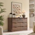 thumbnail image 3 of CQSXDA Fluted 7 Drawer Dresser In Modern Wood 52 Inches Wide Chest Of Drawers For Bedroom And Living Room Storage, Walnut, 3 of 10