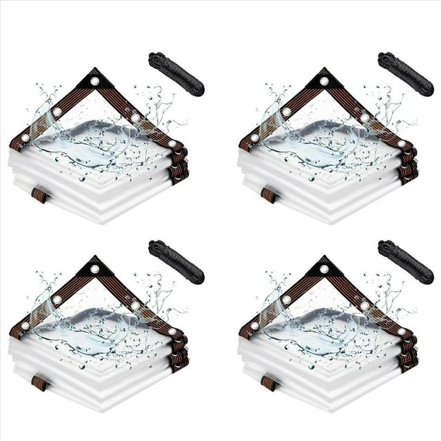 4X Lonas Impermeables Transparentes de 6.6x6.6 Pies, Lona con Lonas Transparentes para Patio, para Cubrir Gallinero, Porche, Dosel, Planta, Camping