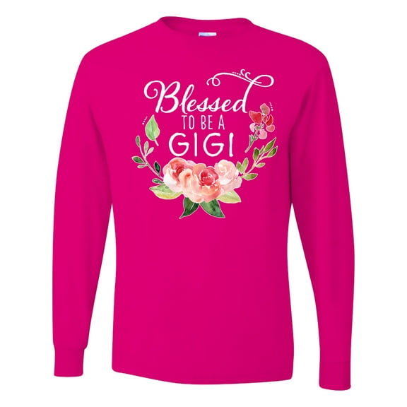 Inktastic Blessed to Be a Gigi with Pink Flowers Long Sleeve T-Shirt