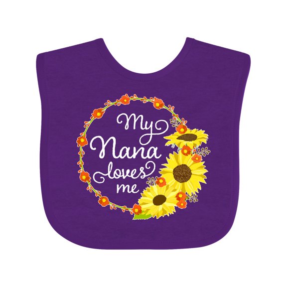 Inktastic My Nana Loves Me with Sunflower Wreath Boys or Girls Baby Bib