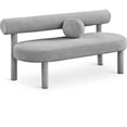 thumbnail image 2 of Meridian Furniture Parlor Grey Boucle Fabric Bench, 2 of 16
