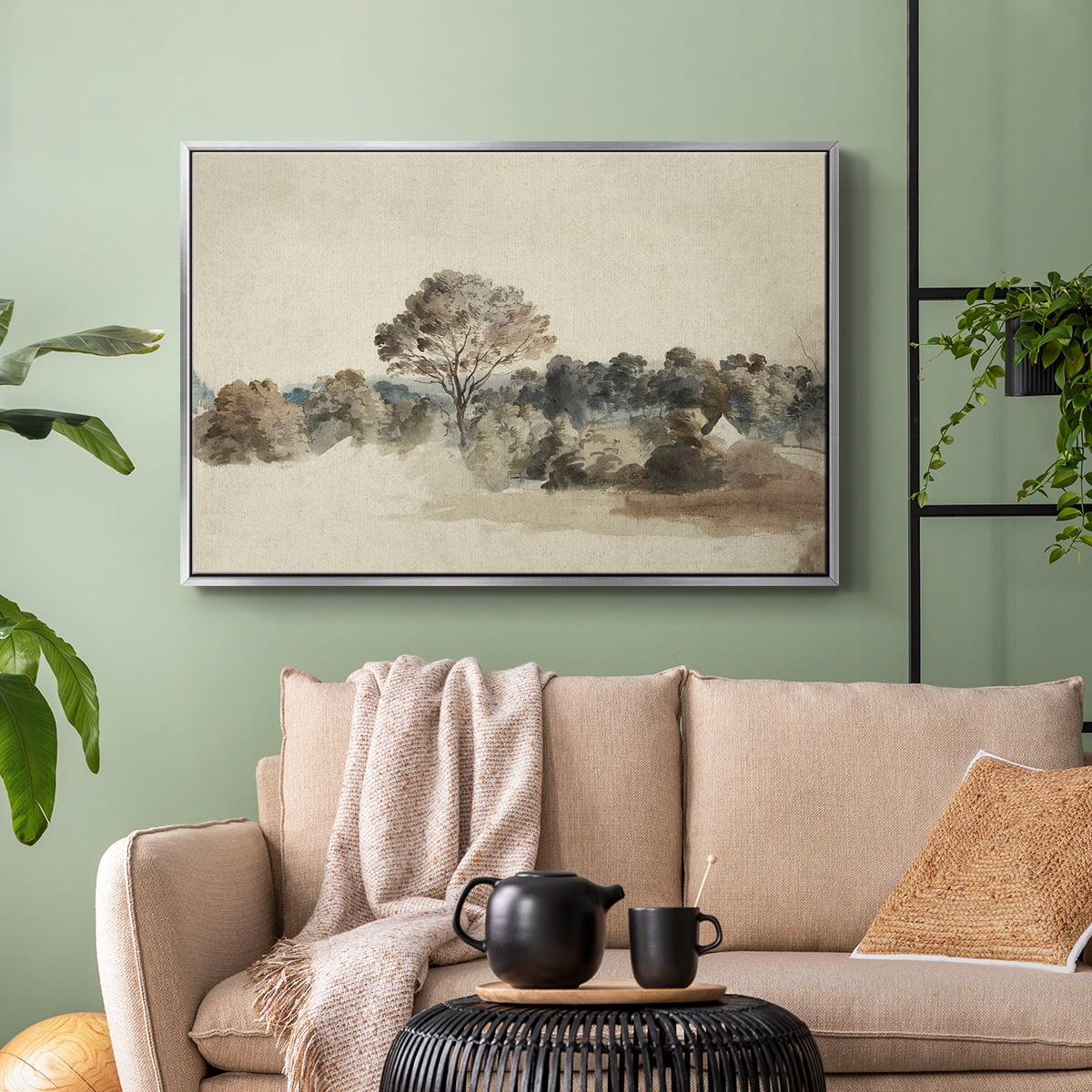 Vintage Landscape-MVI By Wexford Home Framed in Silver Wood Gallery Wrapped Canvas 25 in. x 37 in.