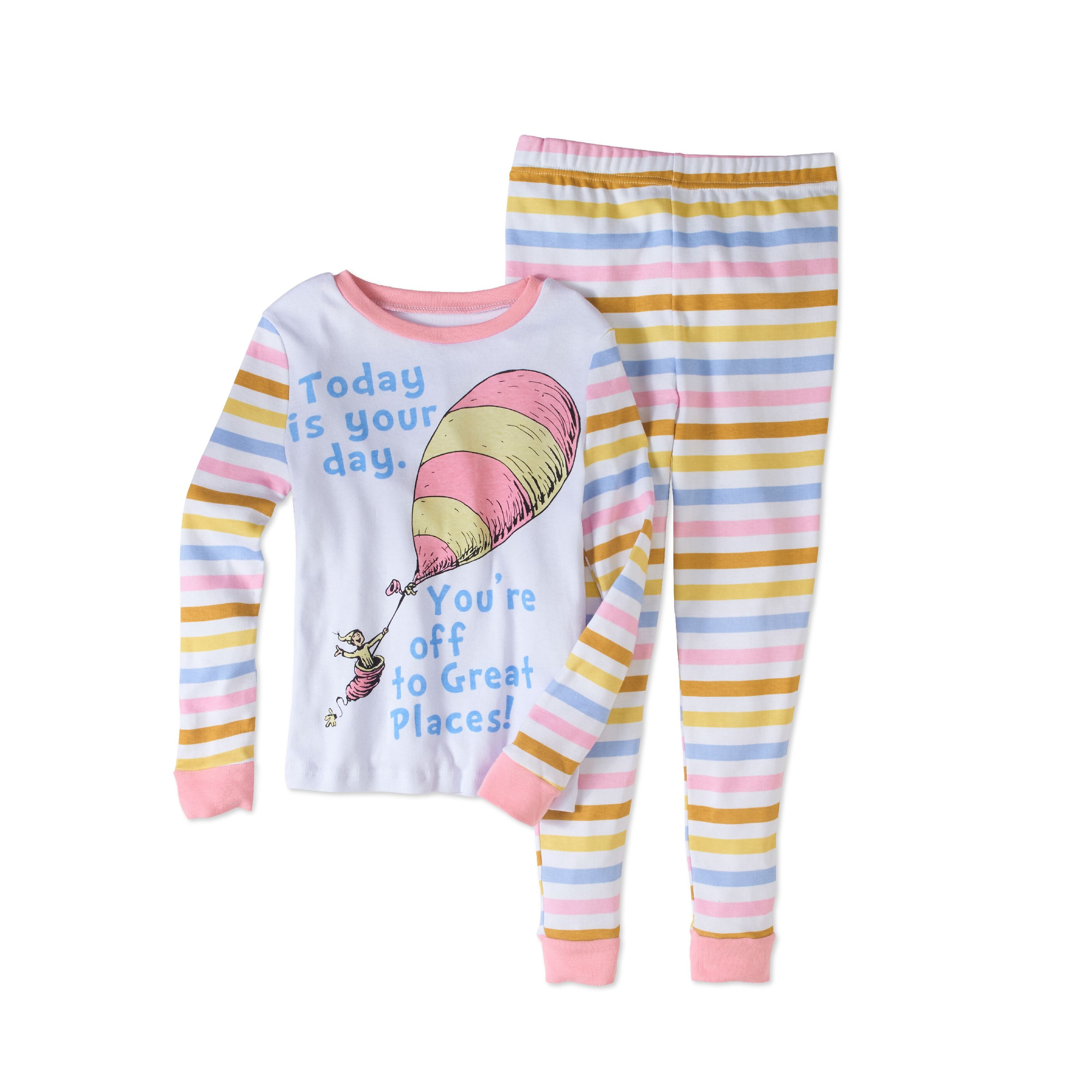Dr Seuss Girls Oh Places You Ll Go Tight Fit Pajama 2pc Sleepwear