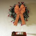 thumbnail image 4 of 2Pcs Fall Thanksgiving Halloween Wreath Bow, Large Pre-Tied Checkered Ribbon Swag Bow for Front Door, Indoor Living Room, Outdoor Courtyard Decoration, Autumn Holiday Ornament for Home, Porch, Mantel, 4 of 5