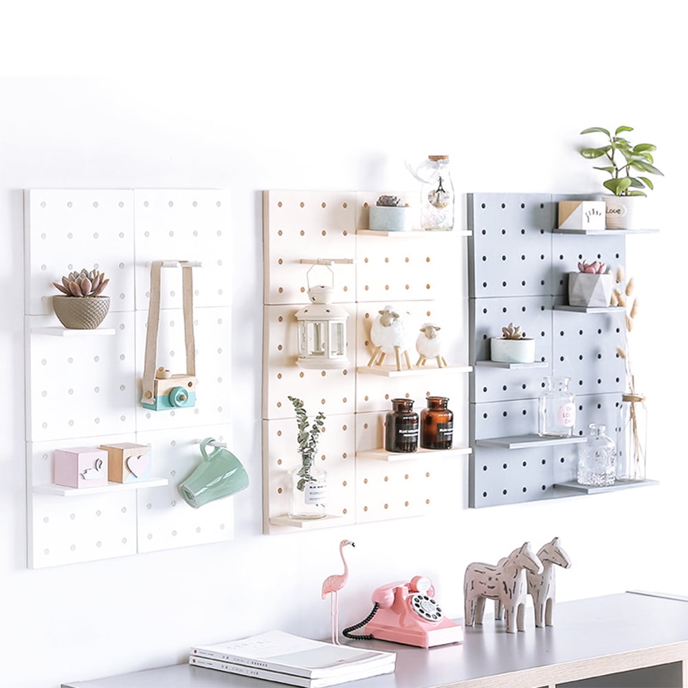 1pcs Stylish Plastic Peg Board Wall Mounted Storage Shelf Kitchen