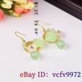 thumbnail image 2 of K-KED Green Jade Flower Earrings Drop 925 Silver Natural Delicate Jewelry Gifts Women Carved, 2 of 6