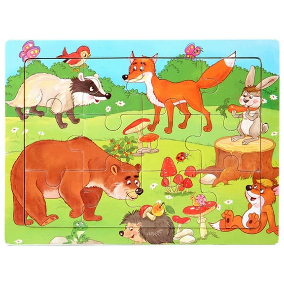 Darzheoy Wooden Puzzles for Kids Ages 3-7, 12 Pieces Farm, Animals Theme Wood Jigsaw Puzzles, Preschool Educational Brain Teaser Toys for Boys and Girls