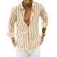 thumbnail image 1 of Camisas hawaianas a rayas de manga larga para hombre Camisas gráficas clásicas, cómodas y suaves Camisas de moda para hombre Blusas de playa Ropa para hombre, 1 of 6