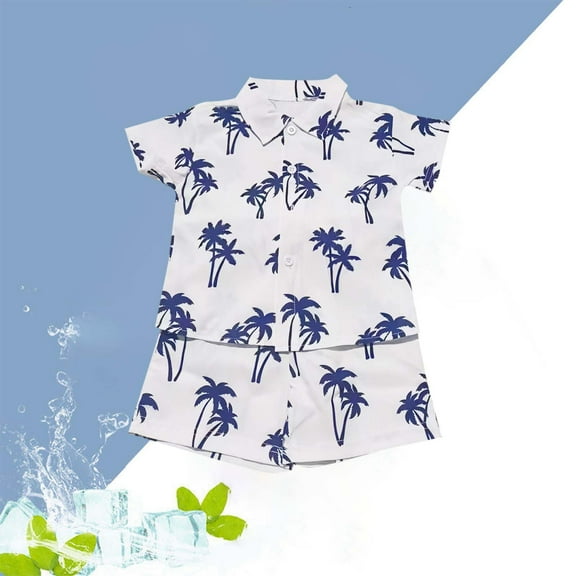 Toddler Boys Beach 2 Piece Outfit Sets Short Sleeved Shirt Long Pants Suits For 1-8 Years Children's Boy
