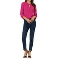 thumbnail image 2 of INSPIRE CHIC Chemisier Habillé pour Femme Haut de Travail Bureau Goutte d'Eau devant Plissé Froncé Manches 3/4 Blouse en Chiffon TP Gingembre, 2 of 6