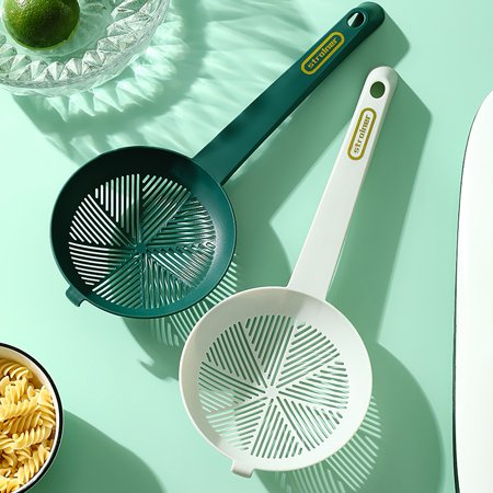 

Jiaroswwei Colander Spoon Heat Resistant Flexible Food Grade Anti-scalding Space Saving Filter Plastic Long Handle Skimmer Spoon Kitchen Accessories
