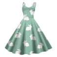thumbnail image 1 of WILLBEST Vestido Con Estampado Retro De Pascua Para Mujer, Estilo Belleza, Corte A, Con Cremallera Lateral Para Fiestas, Vacaciones Y Uso Informal., 1 of 2
