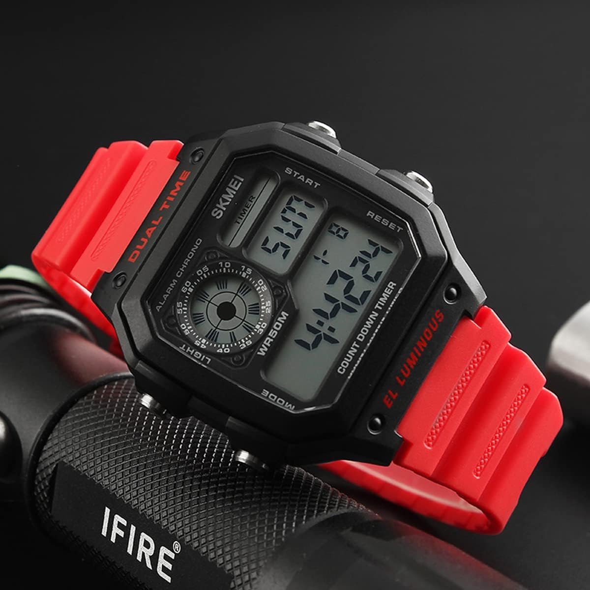 Wrist Watch for Men, Digital Sports Waterproof Watch with Dual Time Chronograph Countdown Alarm Backlight