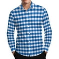 thumbnail image 2 of VgaVtl Shirts for Men Plus Size Checkered Long Sleeve Collared Clothing for Men Blue Bottoming Loose Button Office Shirts,3XL, 2 of 8