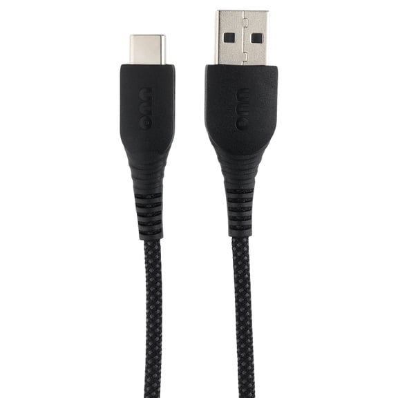 onn 3' Braided USB-C to USB Cable, Black