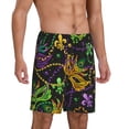 thumbnail image 2 of Kdxio Mardi Gras Surface Print Mens Sleep Shorts Bottoms Soft Comfy Pajama Wear Pants with Drawstring Pockets, 2 of 7