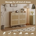 thumbnail image 4 of M optimized Rattan Shoe Storage Cabinet, Shoe Organizer with 4 Flip Drawers, 2 Drawers, Farmhouse Entryway Table Shoe Cabinet, Wooden Shoe Storage for Entrance, Hallway, Natural Color, 4 of 9