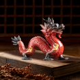 thumbnail image 6 of Kokiya Traditional Chinese Dragon Statue Figurine New Year Ornament for Car Accessories Red, 6 of 9