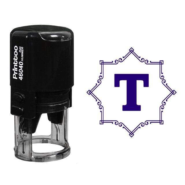 Printtoo Auto Encrage Tampon en Caoutchouc Octogone Celtique Tourbillon Alphabet T Monogramme Initiale R-40 Bureau Stationnaire
