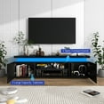 thumbnail image 2 of 80" LED TV Stand with Power Outlet for up 90" TVs, Modern Large Entertainment Center Long Sounbar Media Console Table Stand for Living Room, 2 of 7