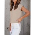 thumbnail image 7 of Womens Short Sleeve T-Shirts Round Neck Rolled Dolman Sleeve Tops Solid Casual Cropped Tees, 7 of 7