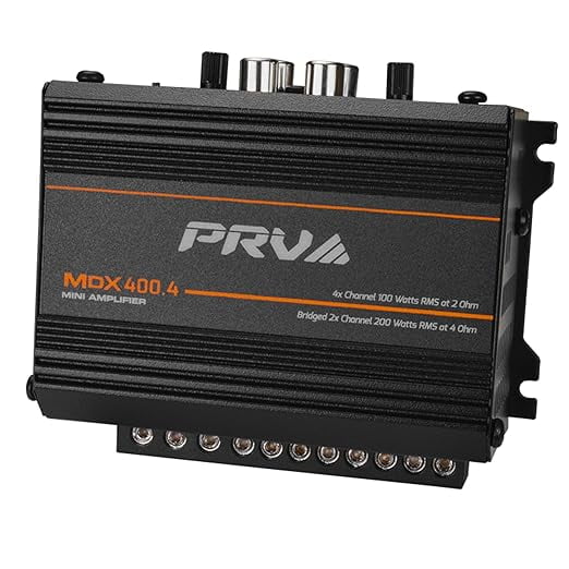 PRV Audio MDX400.4 2 Ohm Mini 4 Channel Digital Full Range 400x4 Car Amp 4x 100w