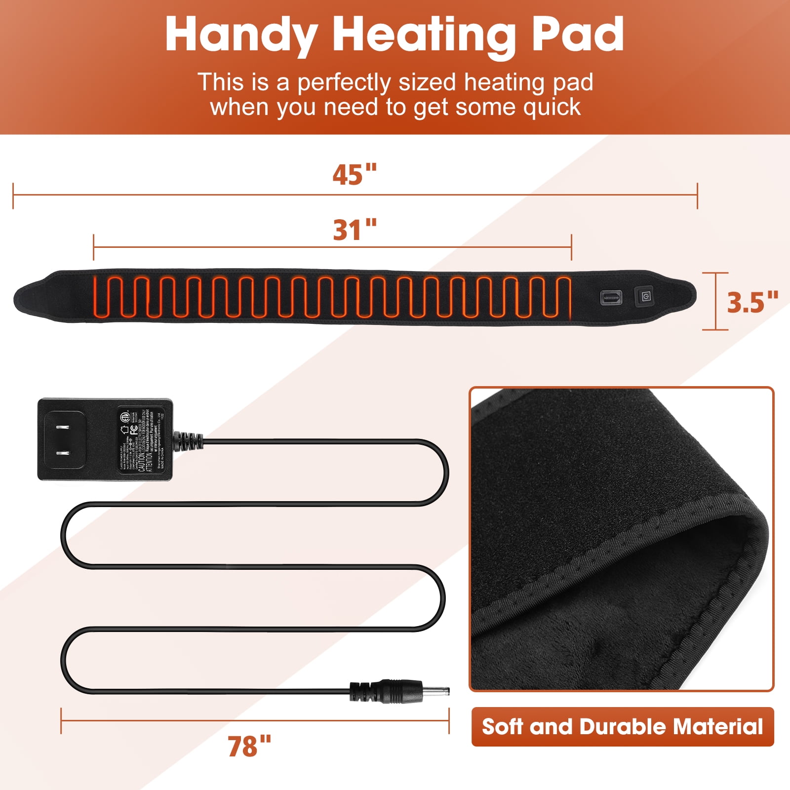 Hand Arm Heating Pad , Large Heat Areas for Joints Soreness,Heated Wrap for Wrist Ankle Elbow Knee and Leg,3 Adjustable Heating Modes