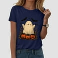 thumbnail image 2 of CAUYDY Halloween Teacher Shirts for Women Ghost Reading Books Shirt Funny Spooky Bookish Tee Halloween Party Short Sleeve Tops(Navy,L), 2 of 5
