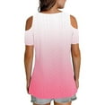 thumbnail image 5 of GigrtiJin Women's Cold Shoulder Tops Short Sleeve V Neck Gradient Color Openwork Knit Blouse Trendy Loose Shirt, 5 of 7