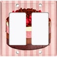 thumbnail image 6 of Metal Light Switch Plate Cover Raspberry Trilogy Cake Striped Wallpaper Pink CAK059, 6 of 13