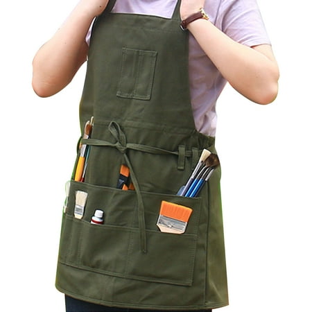 

GETHOME Men Women Work Apron With Pockets Oxford Cloth Restaurant For Painting Home