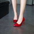thumbnail image 2 of Willtoo Women's Genuine Faux Leather Pointed Toe Mid Heel Pumps for Spring & Summer Red, 2 of 3