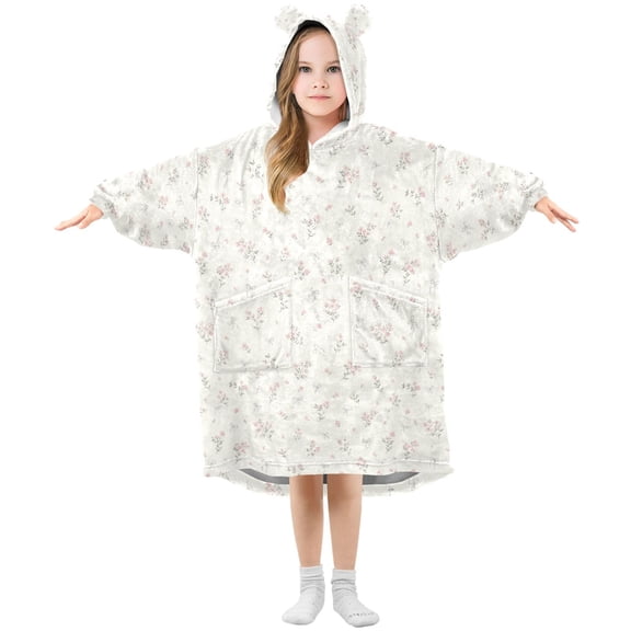 Wearable Blanket Hoodie Oversized Blanket Hoodie for Boys Girls Teens 3-14YR Pink Floral