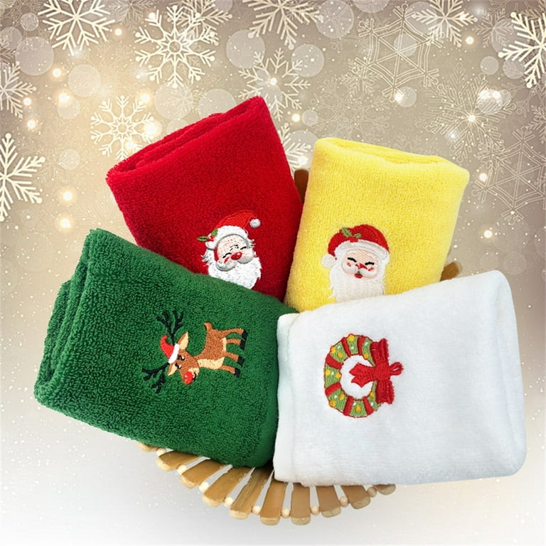 TureClos 4PCS Cotton Christmas Hand Towels Premium Dish Towels